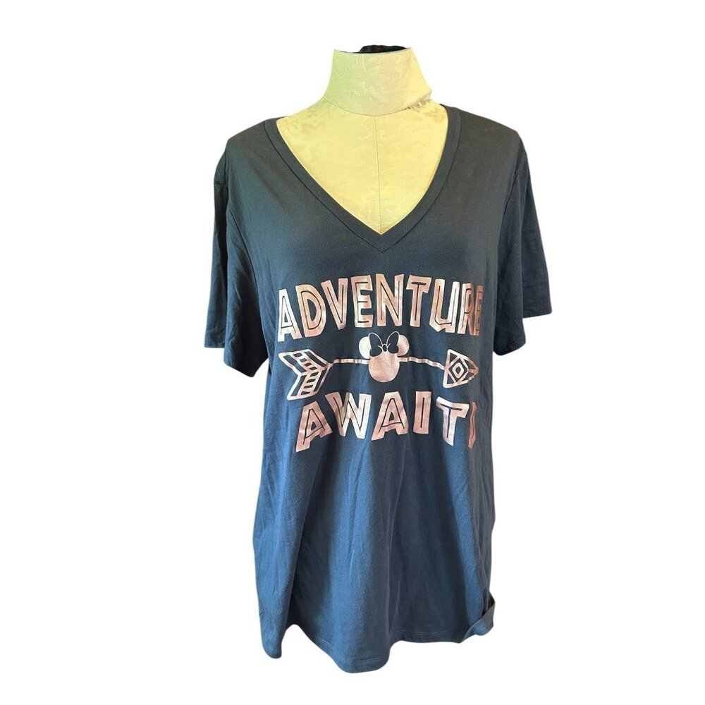 Kavio Adventure Awaits T Shirt Blue Animal Kingdom Plus 2X V-Neck Disney‎ World